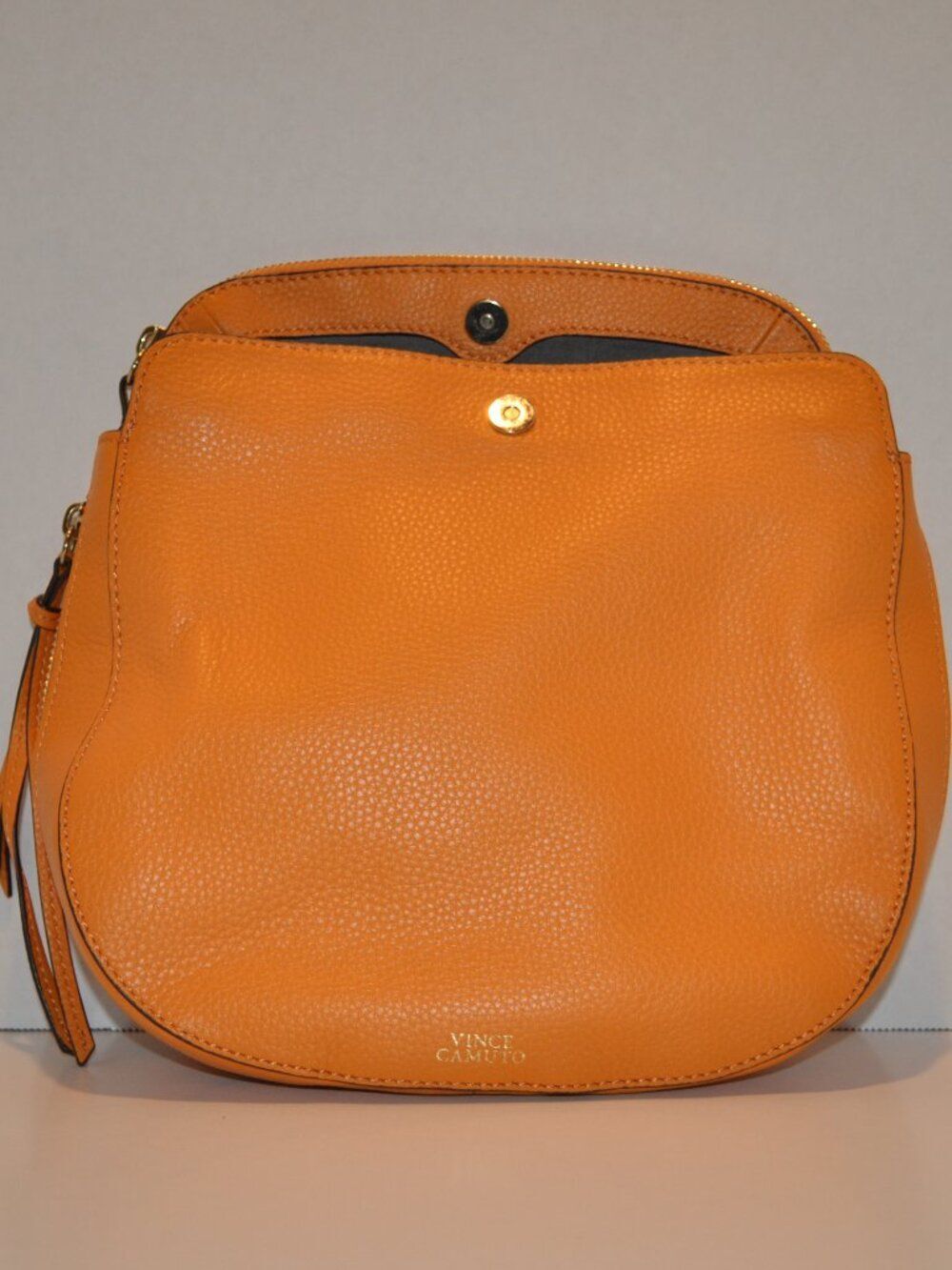 Vince Camuto Kenzy Large Caramel Pebble Leather Crossbody